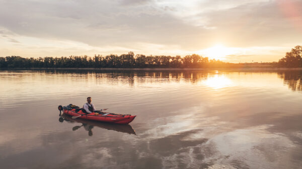 Sonnenaufgang Donau Kajak